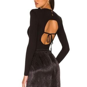ASTR The Label Felice Long Sleeve Back Cut Out Sweater Black Bodysuit MEDIUM